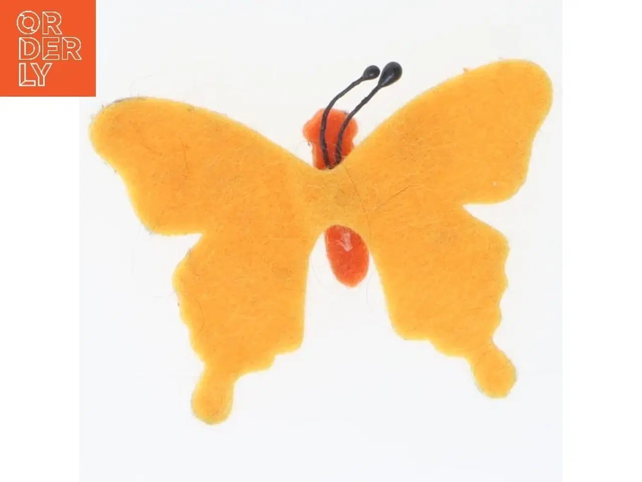 Billede 2 - Orange filt sommerfugl dekoration (str. 7x5 cm)