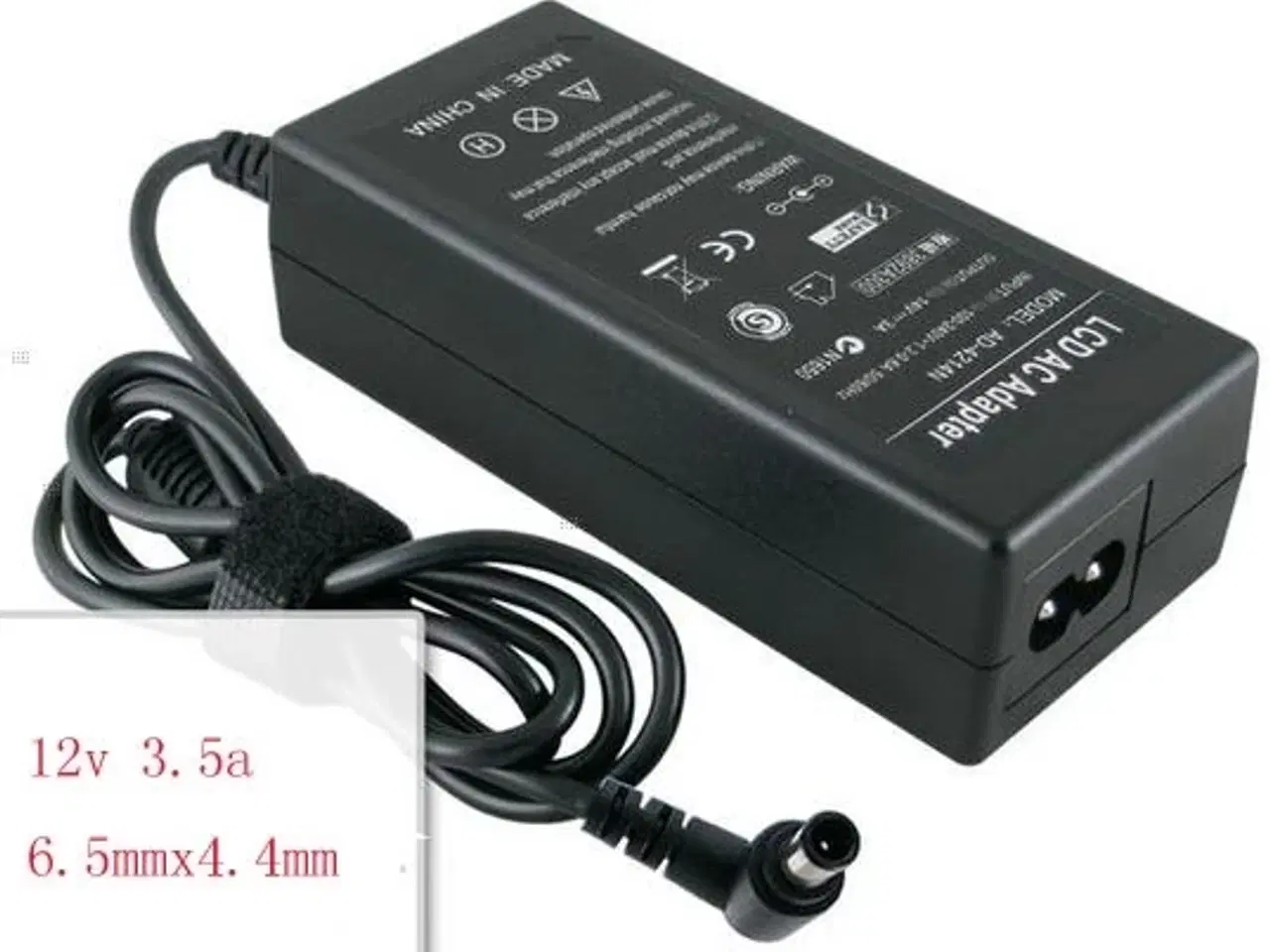 Billede 1 - Dell 42W 12V 3.5A strømforsyning med 6.0mm x 4.4mm with pin - Kompatibel