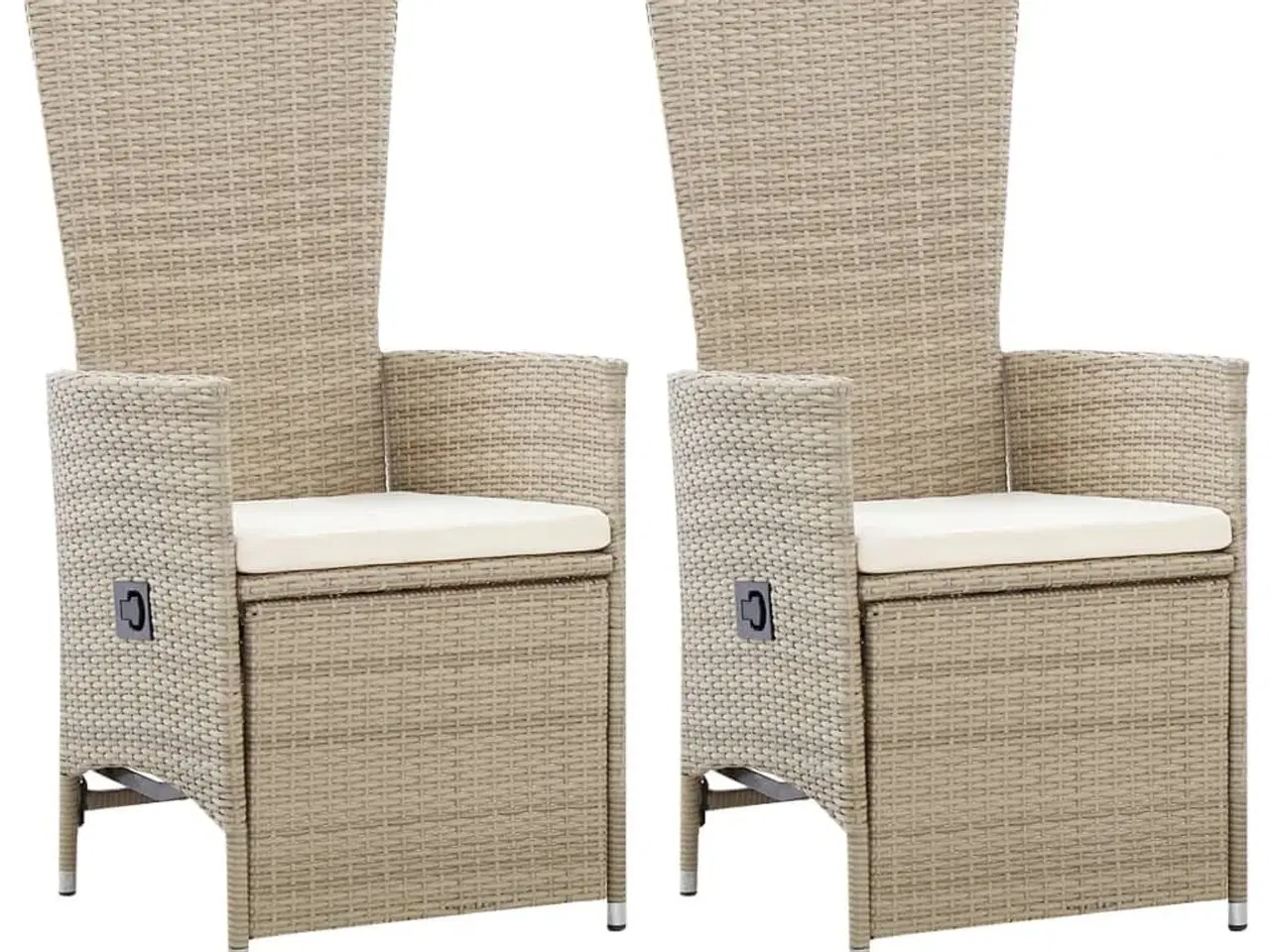 Billede 1 - Havelænestole 2 stk. med hynder polyrattan beige