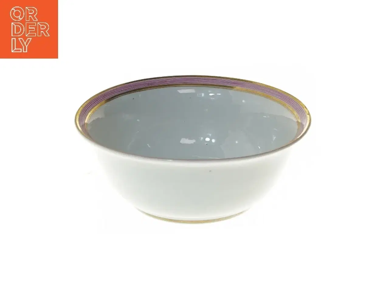 Billede 1 - Bing og Grøndal porcelænsskål med rosa og guldkant (str. Ø 19x7 cm)