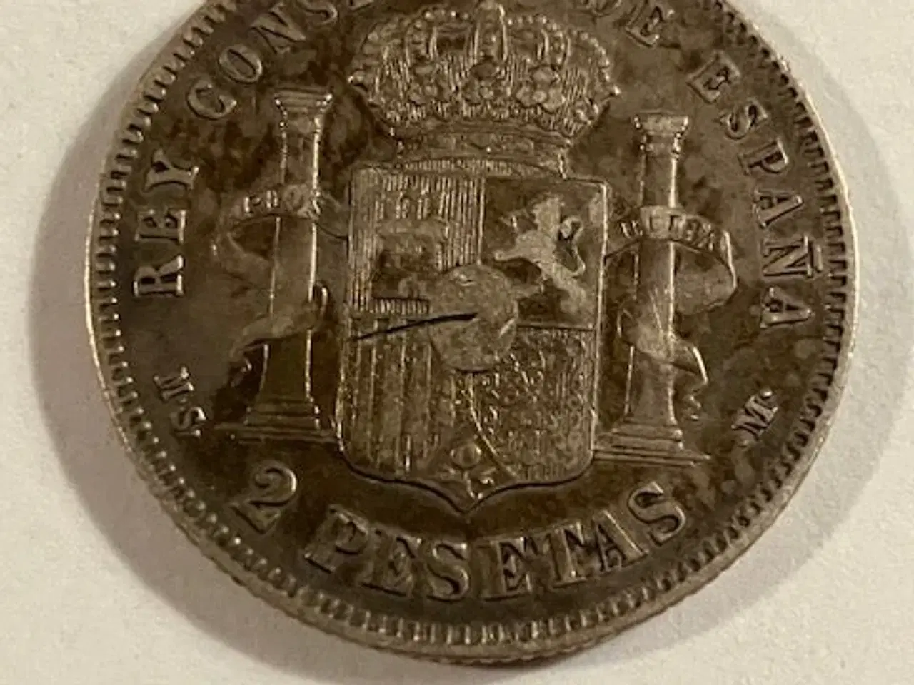 Billede 1 - 2 Pesetas 1882 Spain