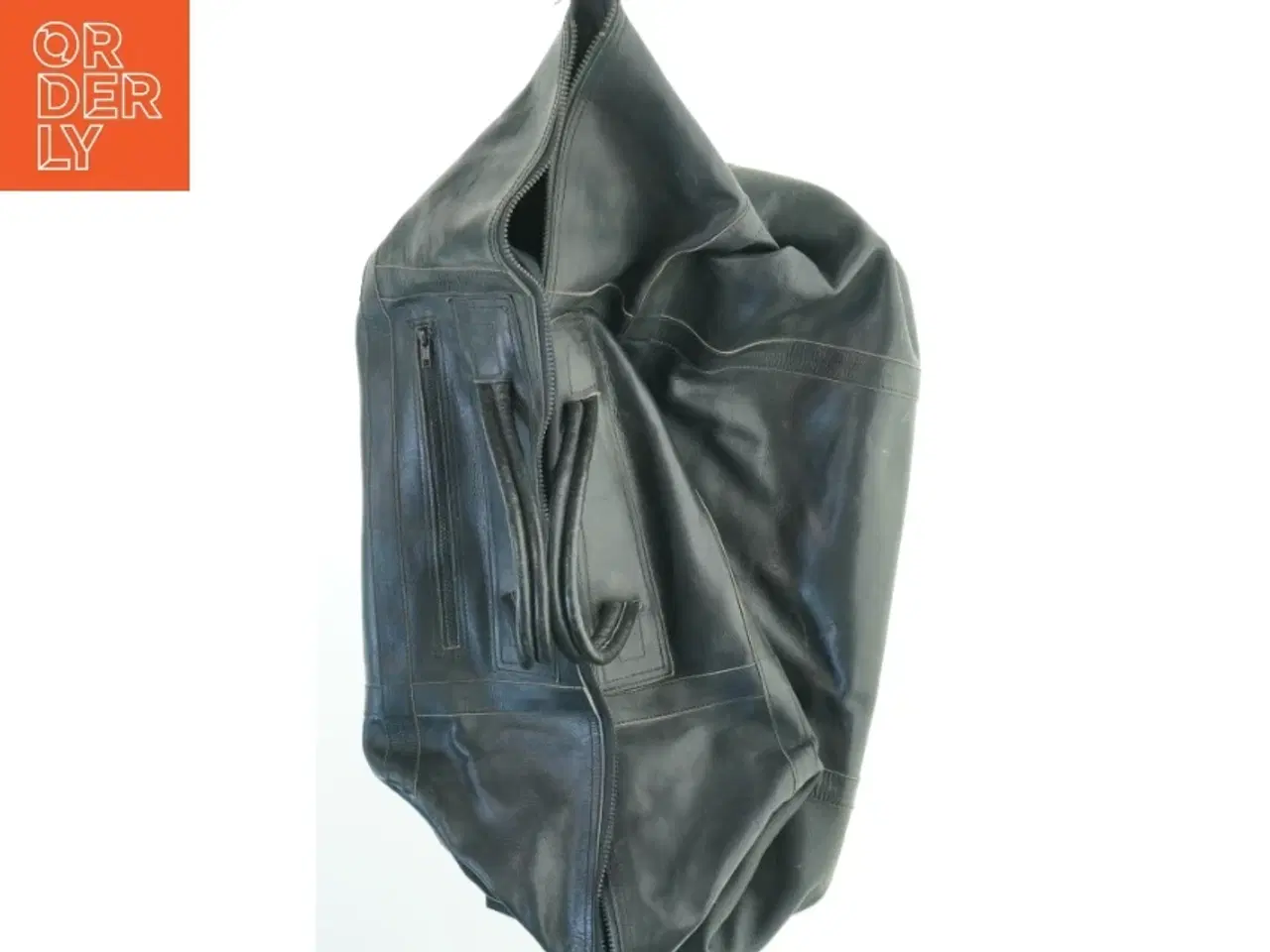 Billede 2 - Sort lædertaske (str. 56x40x36 cm)