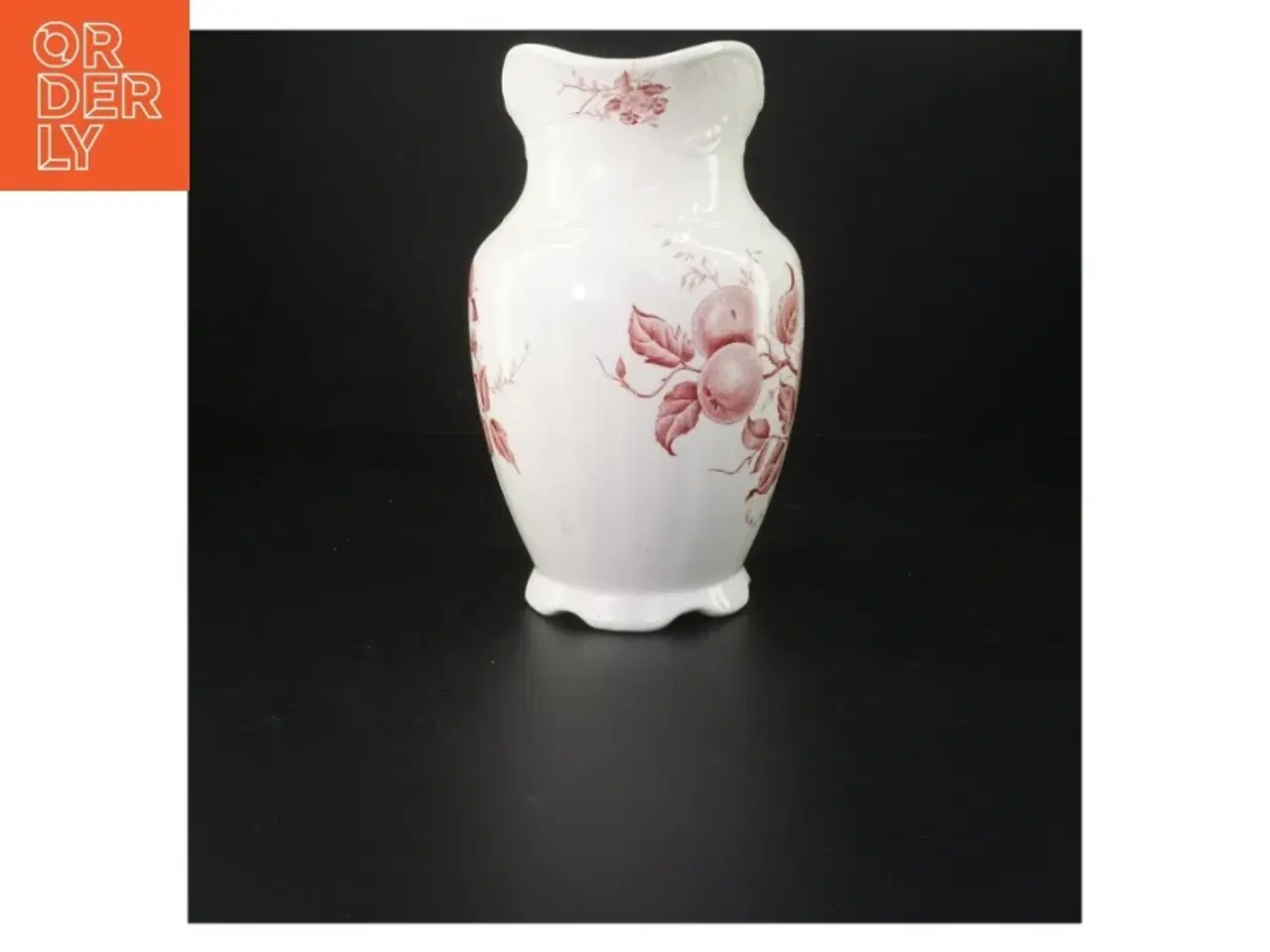 Billede 2 - Stor fajancekande med rødt blomstermønster fra Agate (str. 23 cm)