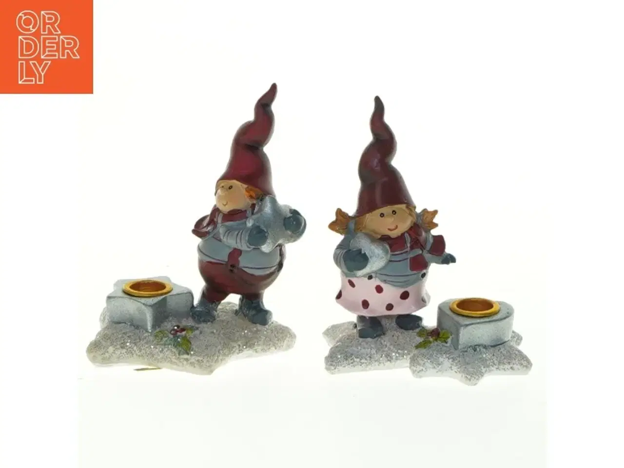 Billede 1 - Nissepar med lys (str. 7x9 cm)