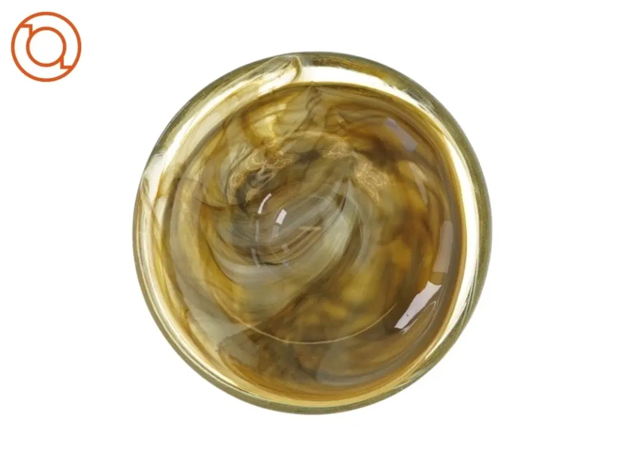 Billede 1 - Skål i brunt glas ed højning i midten