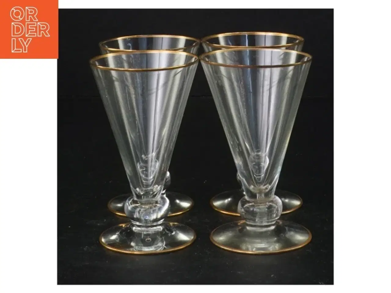 Billede 1 - Vintageglas med guldkant (str. 10 x 6 cm)