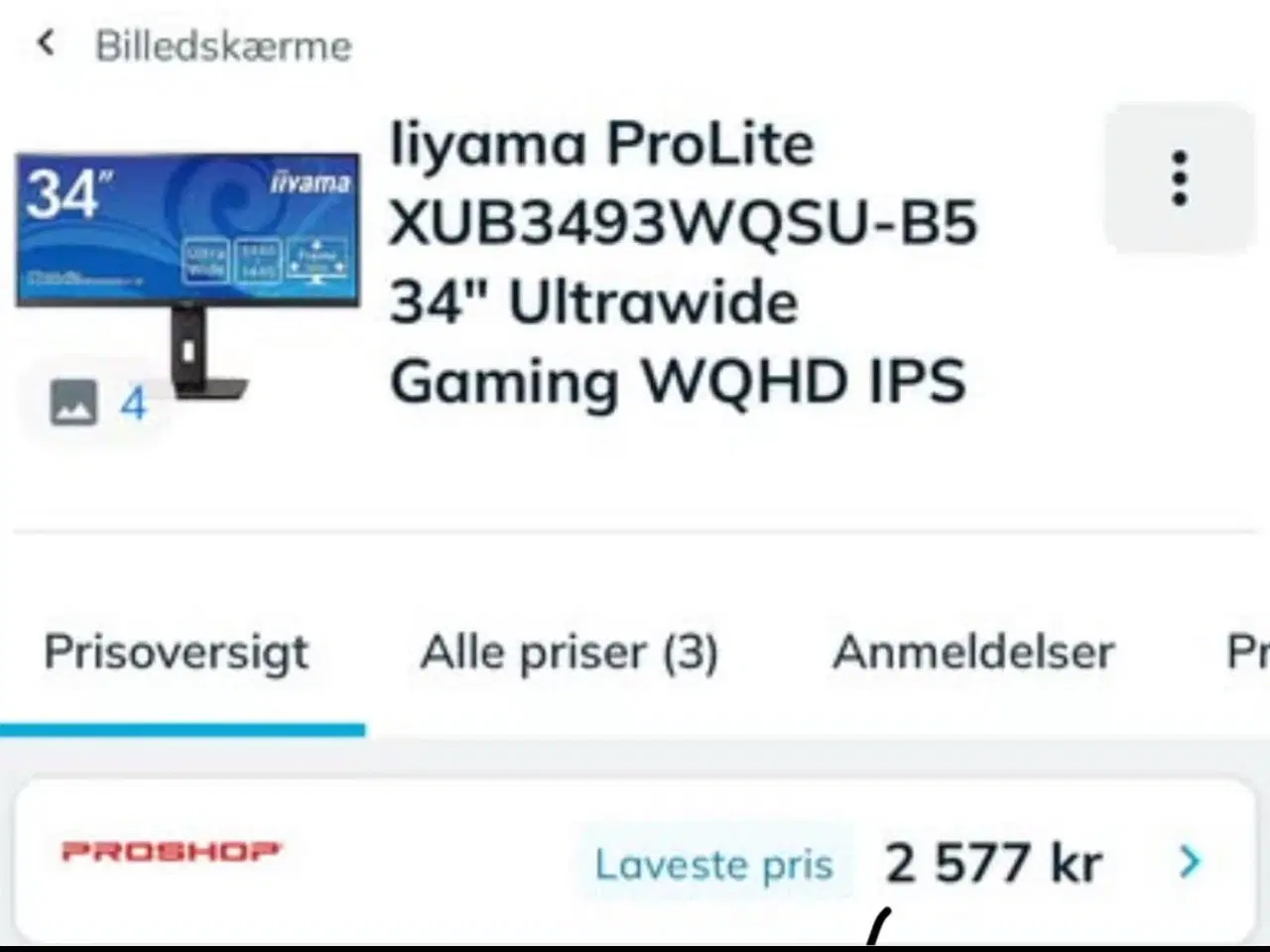 Billede 2 - Skærm 34" iiyama ProLite XUB3493WQSU-, MMORPG
