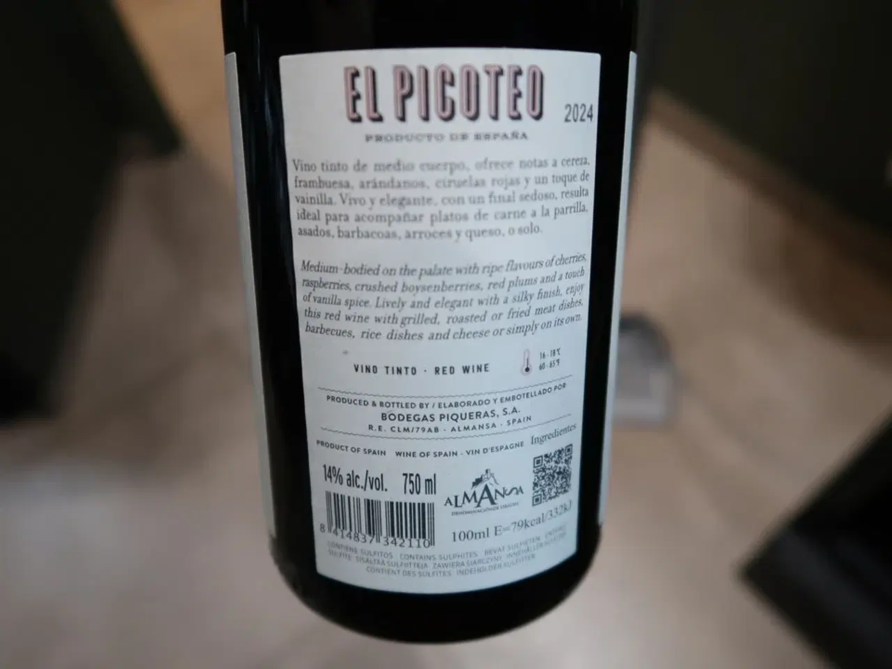 Billede 3 - 5 flasker Rødvin El Picoteo Almansa Uåbnet