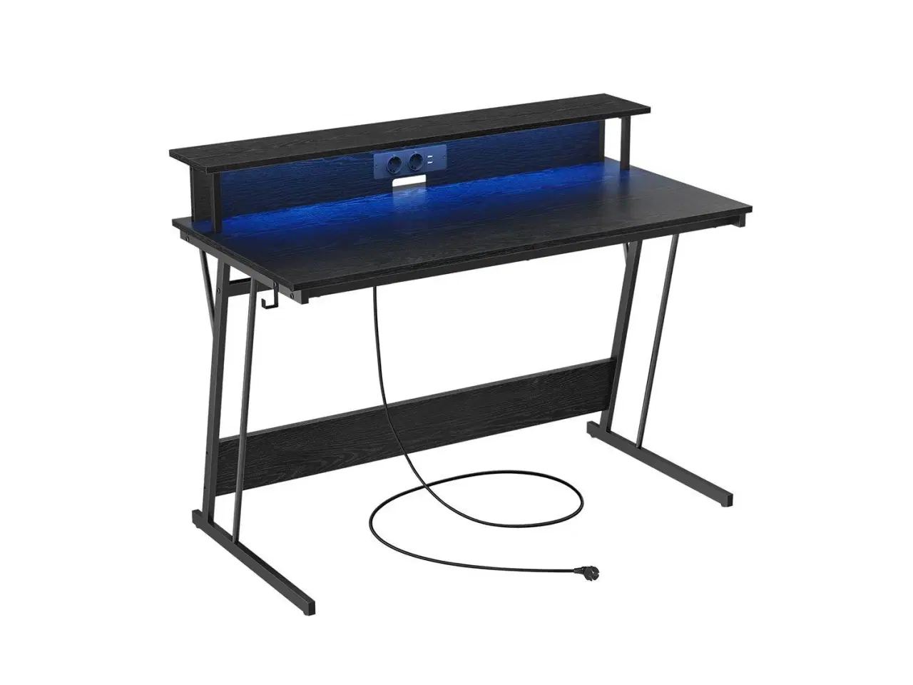 Billede 1 - Skrivebord til gaming VASAGLE med LED og strømudtag, 120 × 60 cm, klassisk sort