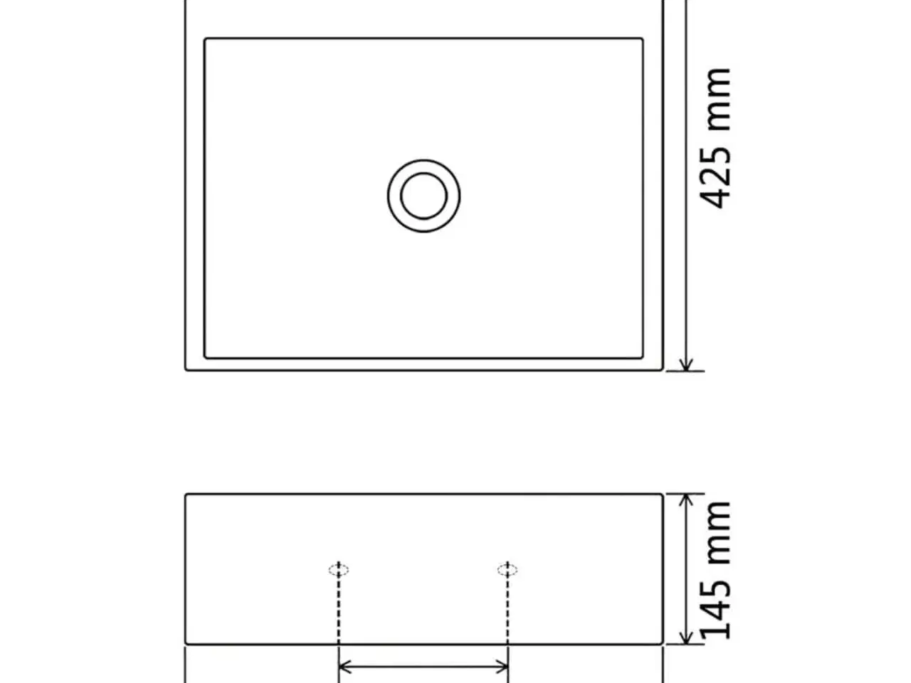 Billede 6 - Håndvask med hul til vandhane keramik 60,5x42,5x14,5 cm hvid