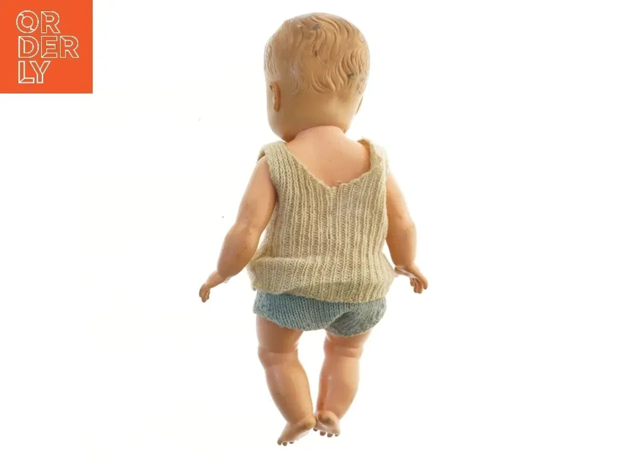 Billede 2 - Vintage dukke med strikbeklædning (str. 33 cm)