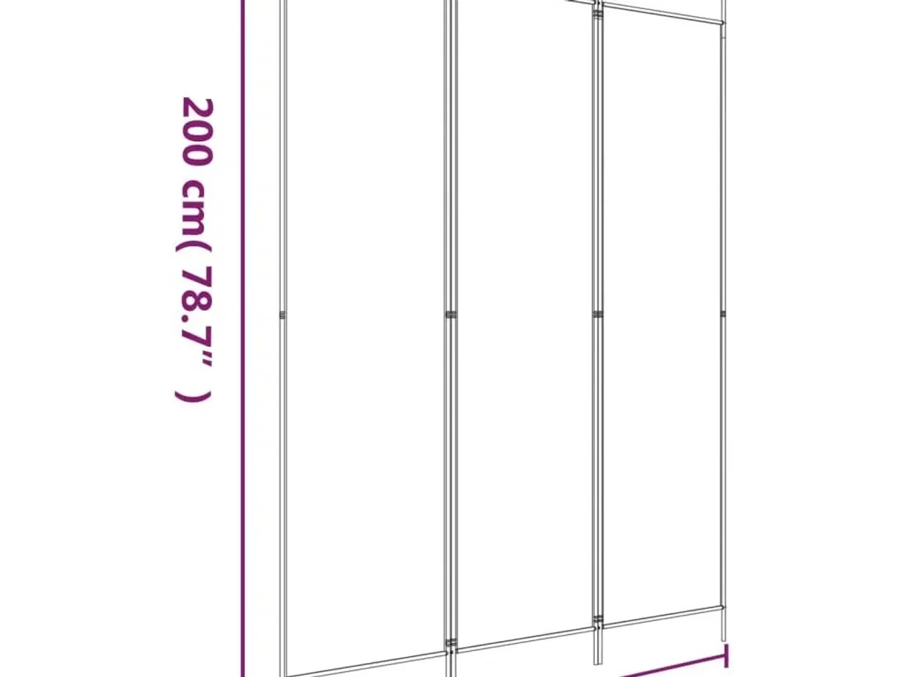 Billede 8 - 3-panels rumdeler 150x200 cm stof hvid