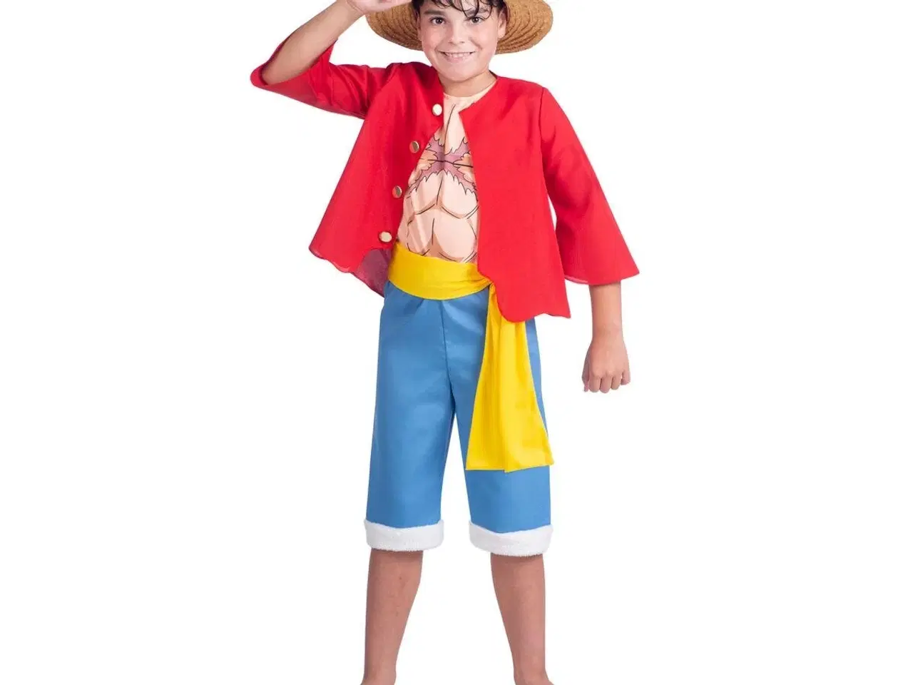Billede 1 - Luffy børnekostume - +7 år (sæt med hat, jakke, t‑shirt, bælte og bukser)