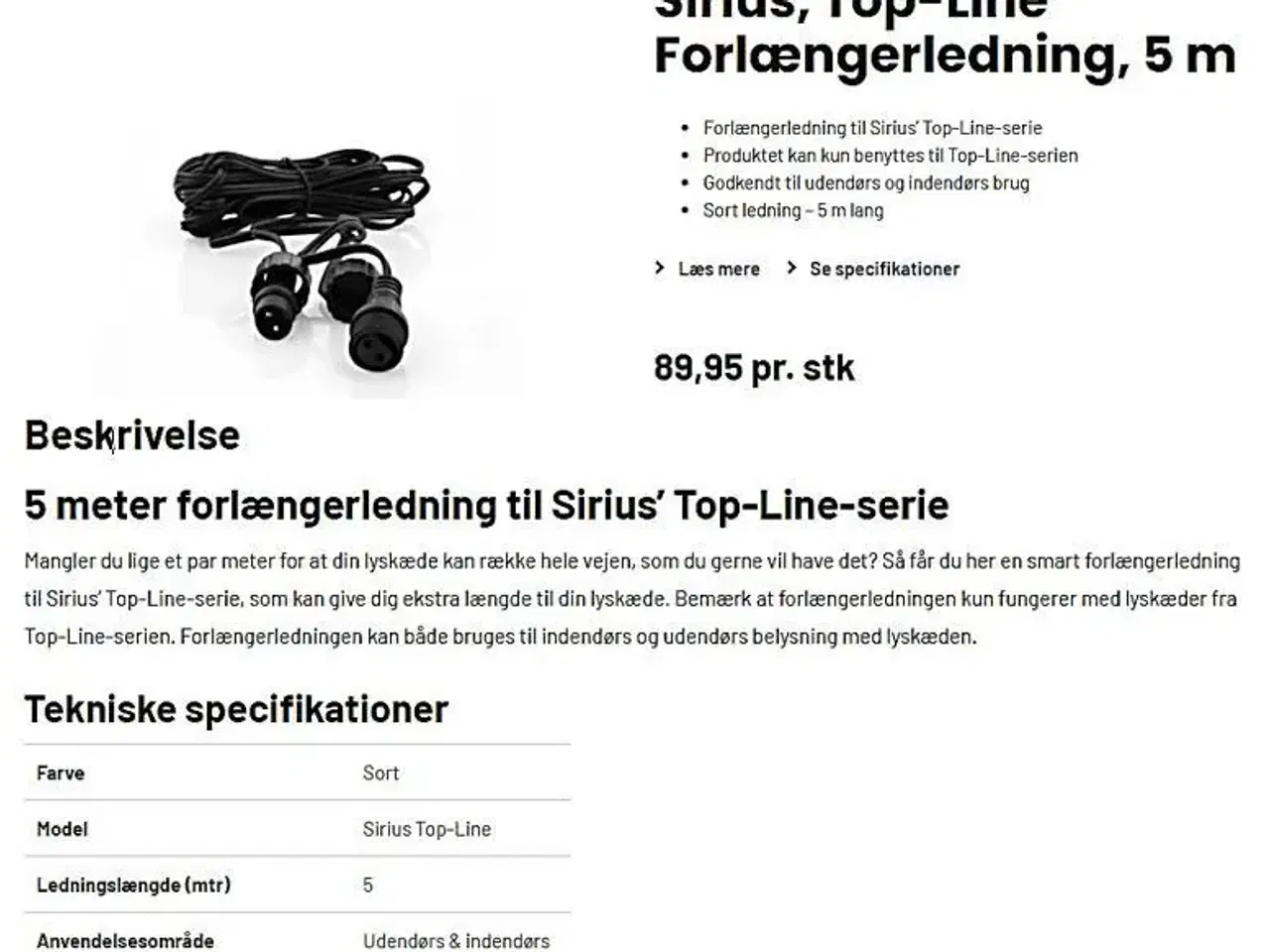 Billede 2 - Sirius Top-Line forlængerledninger