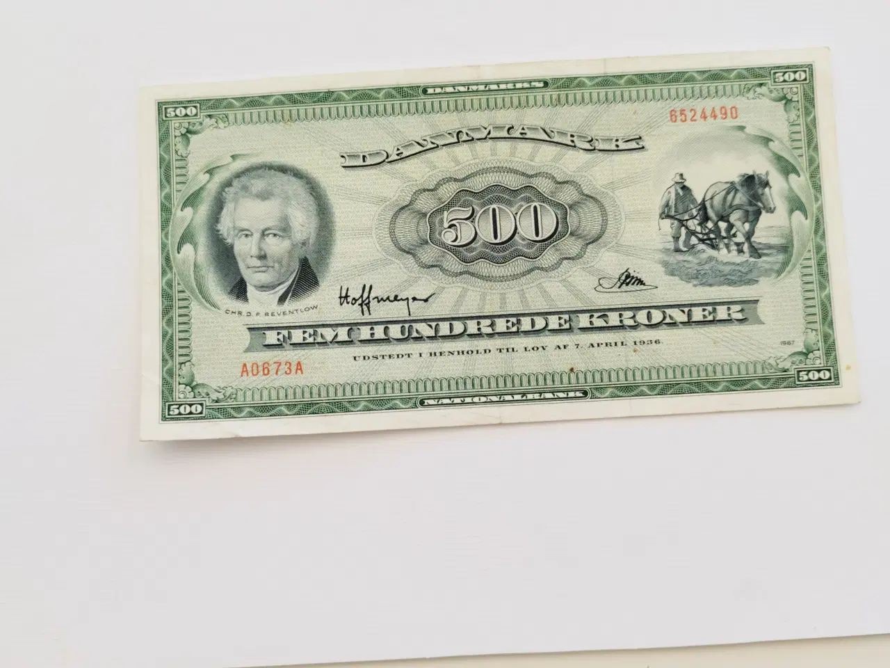 Billede 3 - Plovmand. 500 Hundrede Kroner. 1967