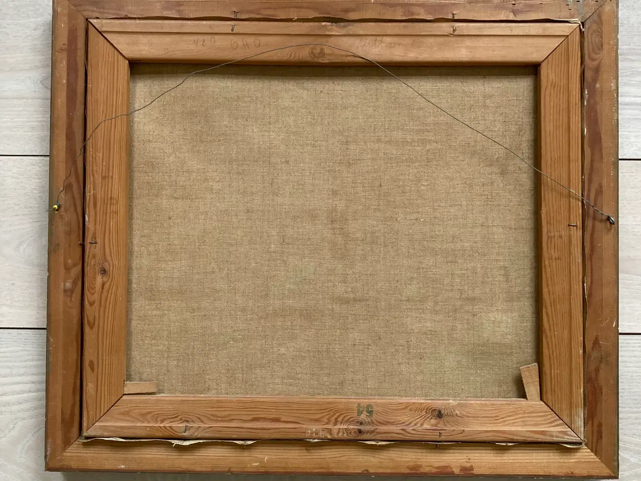 Billede 4 - E. Brodersen maleri landskab med hus og å i ramme