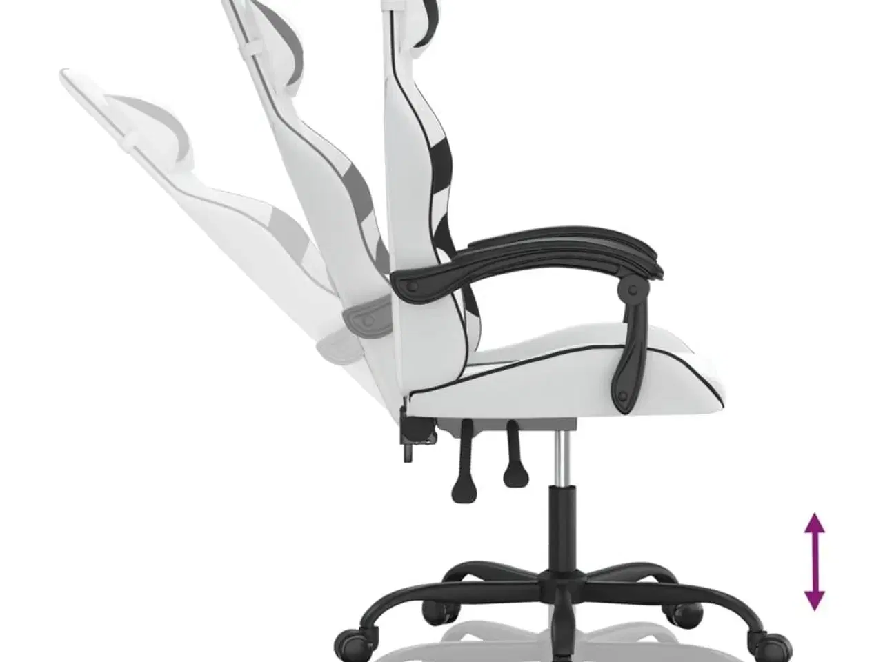 Billede 9 - Drejelig gamingstol kunstlæder hvid og sort