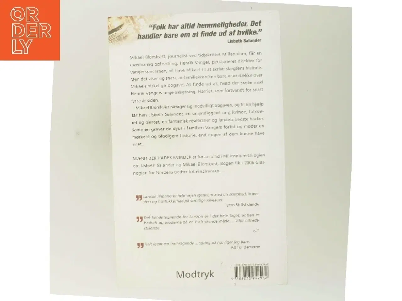 Billede 3 - Mænd der hader kvinder af Stieg Larsson (Bog)