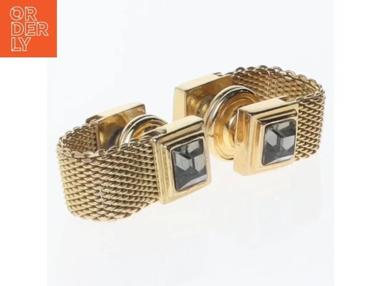 Billede 3 - Guld manchetknapper med sort sten (str. En komma 8 x en komma 8 x nul komma 7 cm)