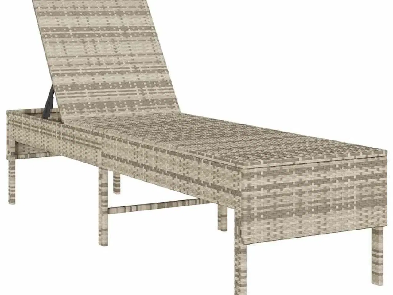 Billede 4 - Liggestol med hynde 55x200x44 cm polyrattan lysegrå