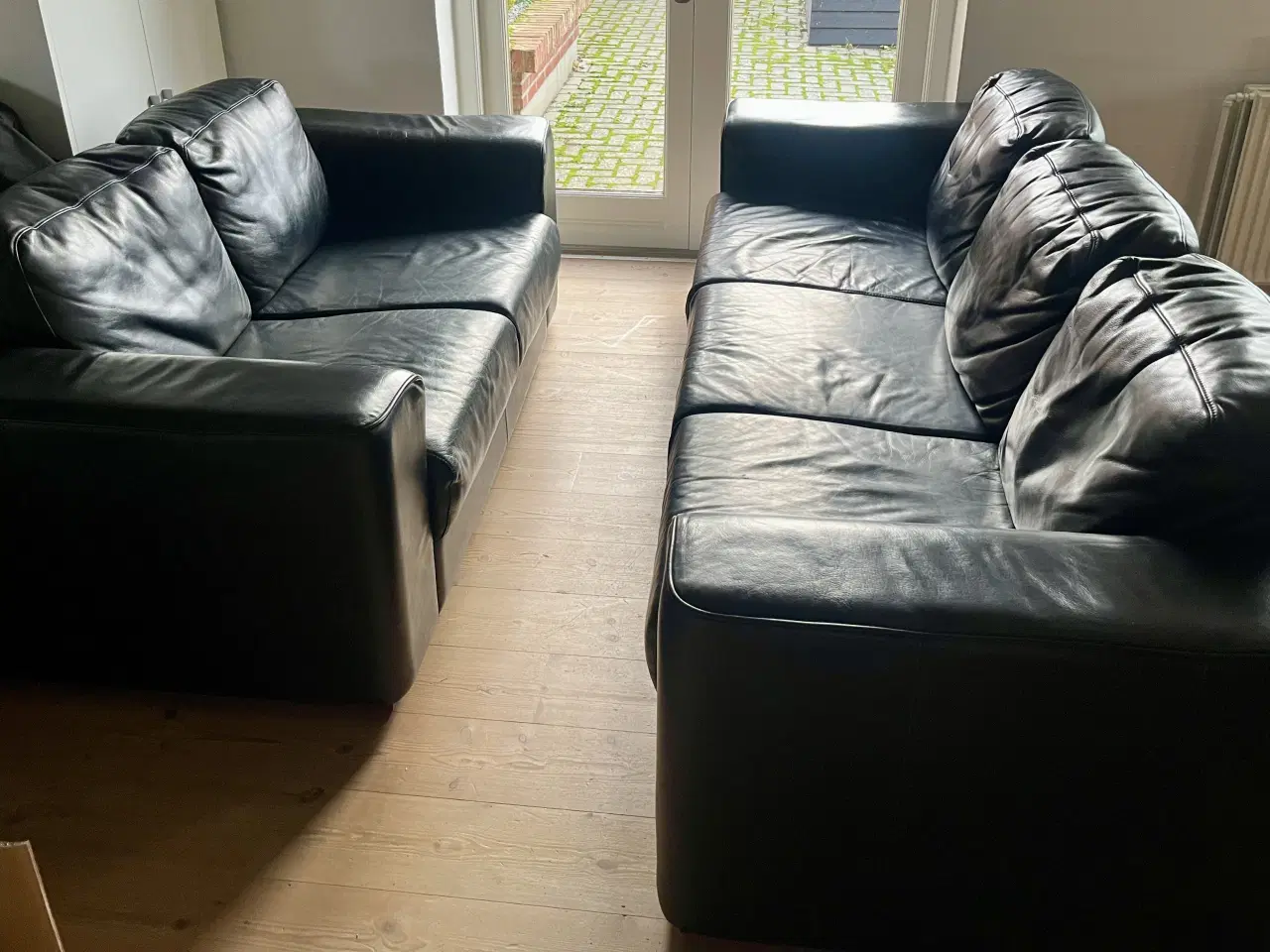 Billede 1 - Lædersofaer, sort, 2+3 pers. sæt