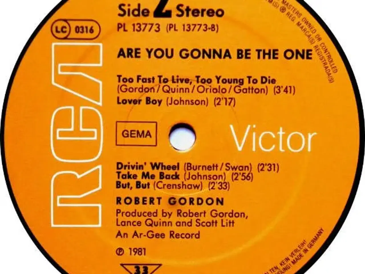 Billede 3 - Robert Gordon  - Are You Gonna Be The On