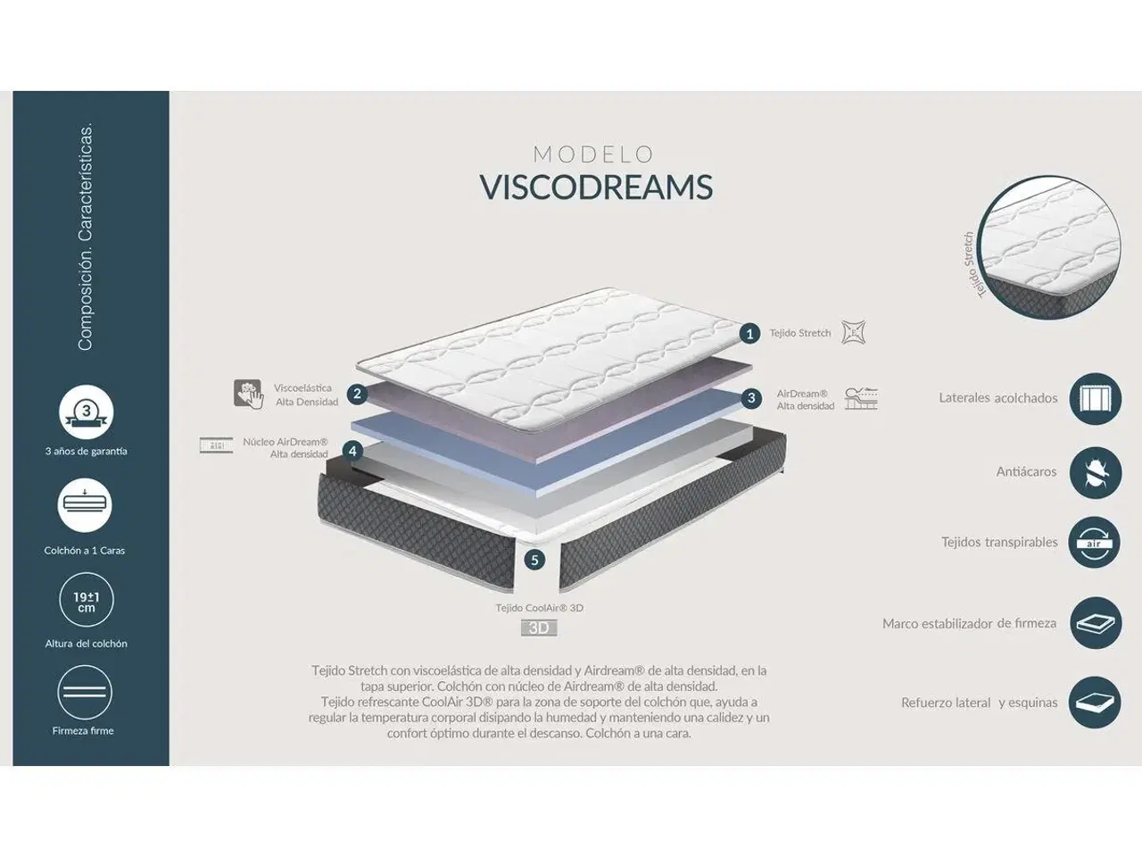 Billede 2 - Memory skum madras Skydreams Viscodreams 120 x 200 cm