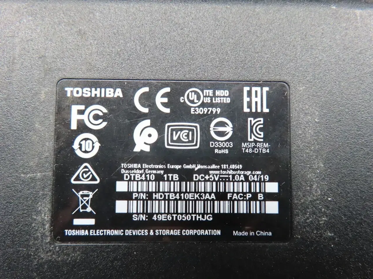 Billede 2 - 1 TB ekstern harddisk, TOSHIBA