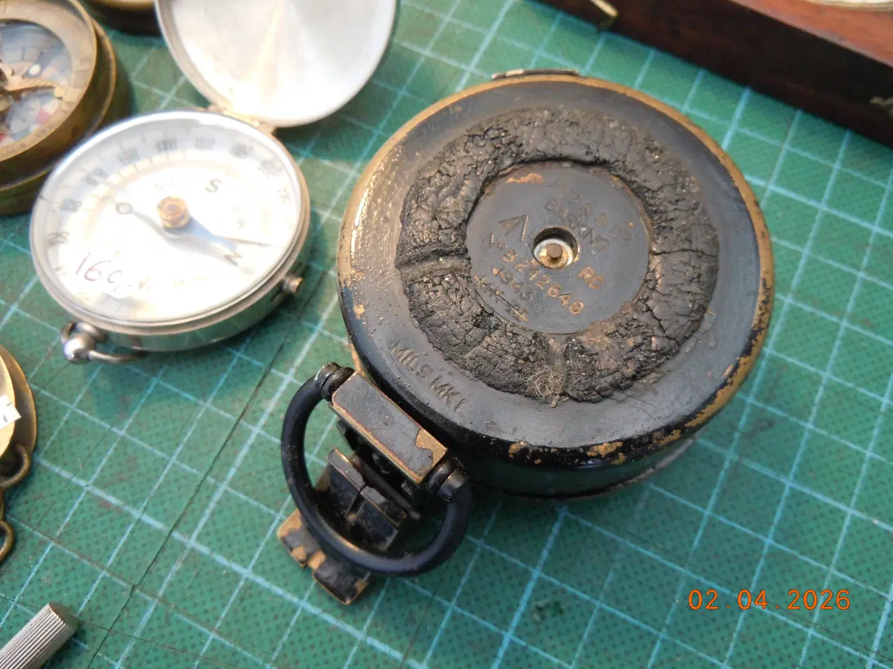 Billede 13 - Samling kompasser, Solur, træ, messing, bronze M.V