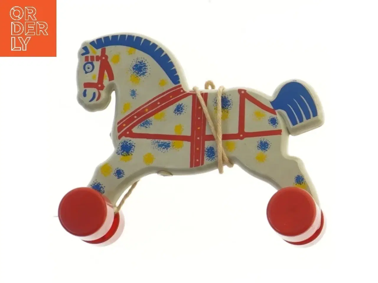 Billede 1 - 1950et Ver Hofa Træhest med snor og hjul (str. 17,5x15 cm)