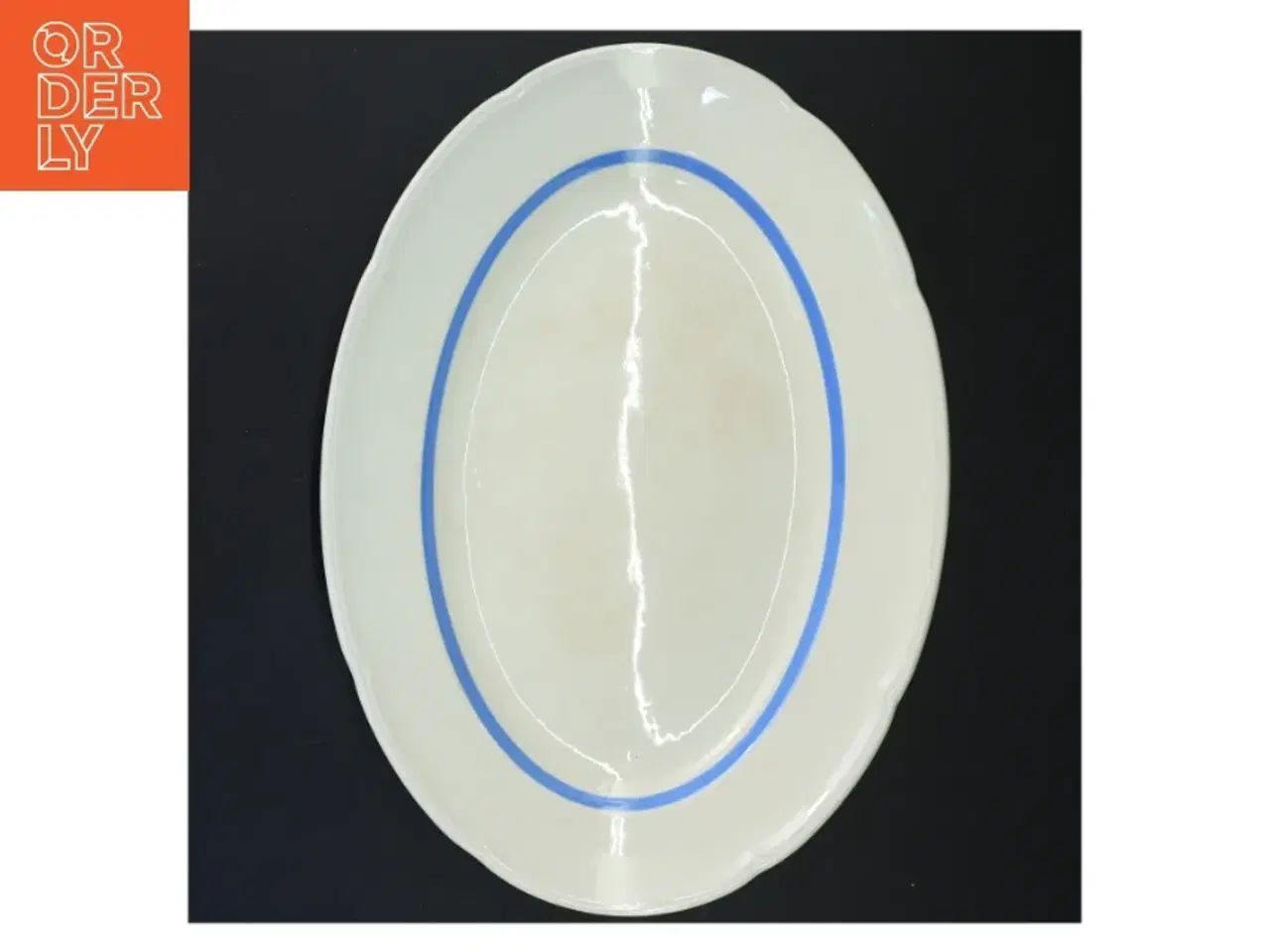 Billede 3 - Oval fad med blå kant (str. 33x24 cm)