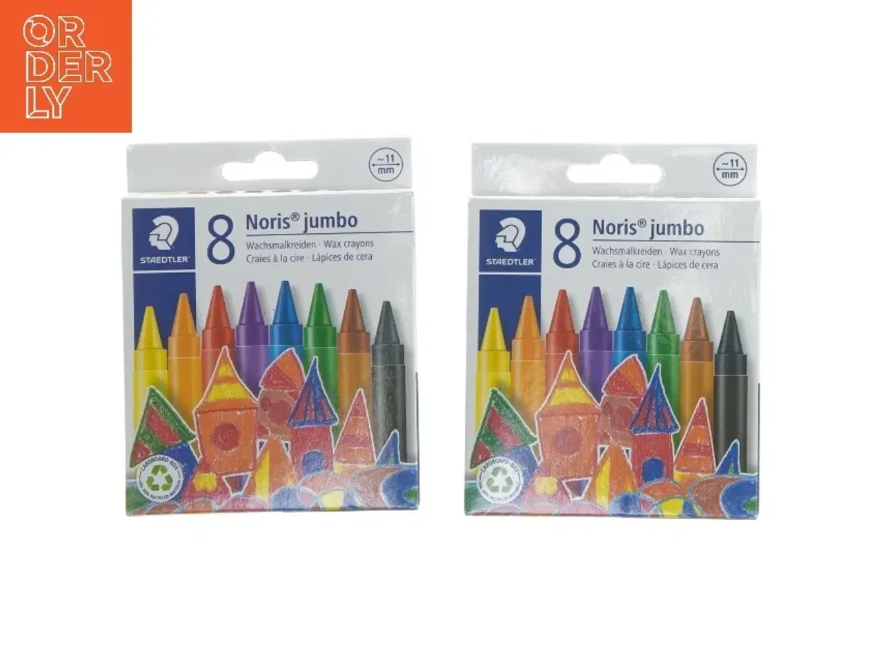 Billede 1 - Voksfarver Staedtler Noris Jumbo 8 stk fra Staedtler (str. 2 stk 12,5x9,5 cm)