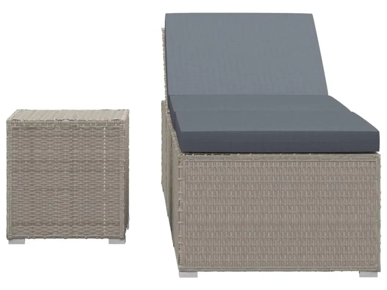 Billede 4 - Liggestol med hynde og tebord polyrattan grå