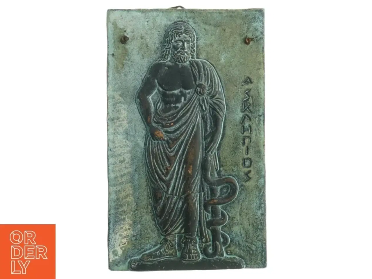 Billede 1 - Antik Bronze flise med relief (str. 24 x. 15 cm)