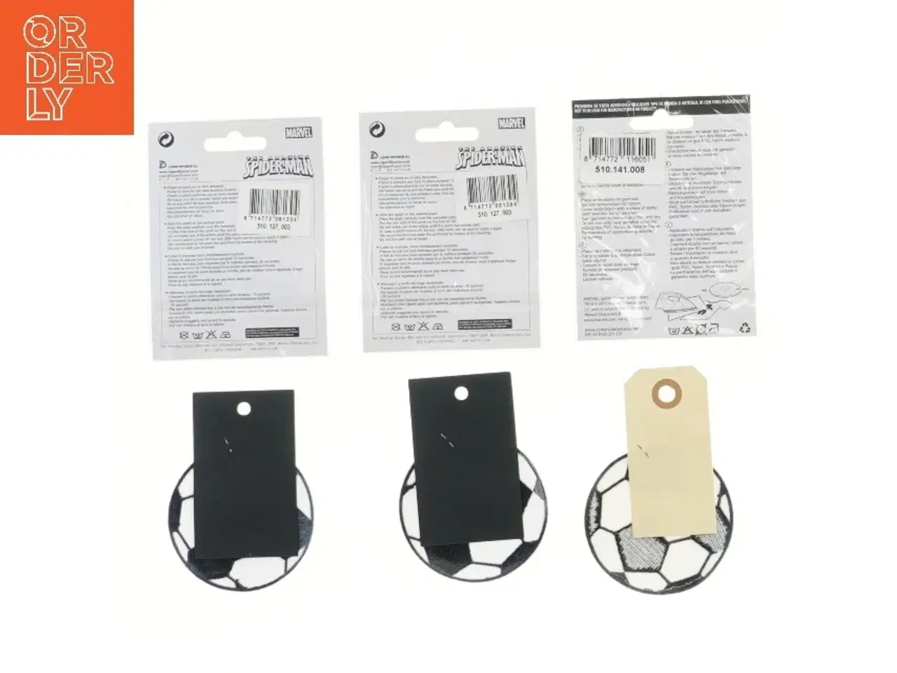 Billede 2 - Strygemærker, Spiderman og fodbold fra Spiderman (str. ca. 7 cm)