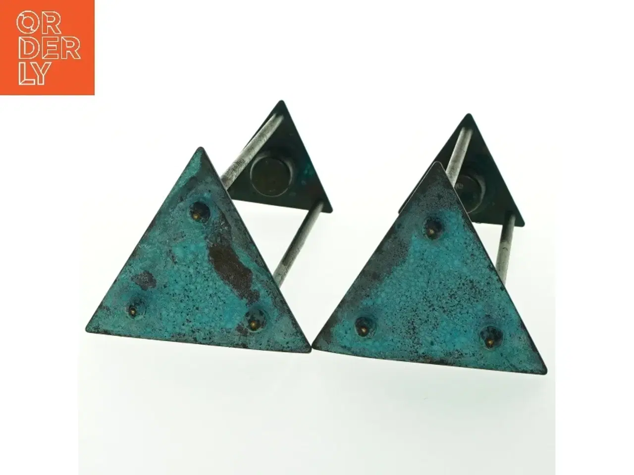 Billede 3 - Metallysestager i trekantet design (str. 20x10 cm)
