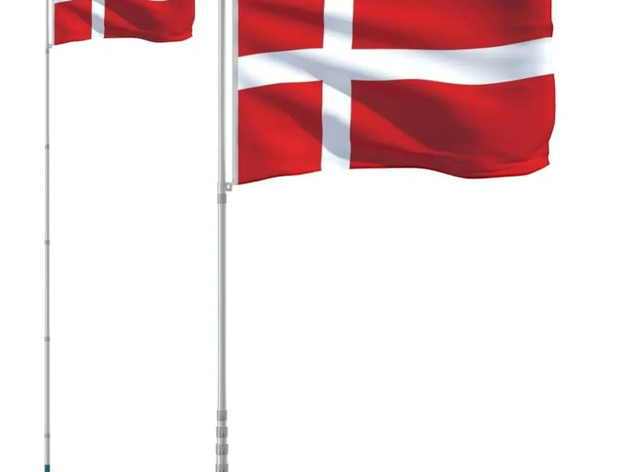 Billede 2 - Danmark flag og flagstang 5,55 m aluminium