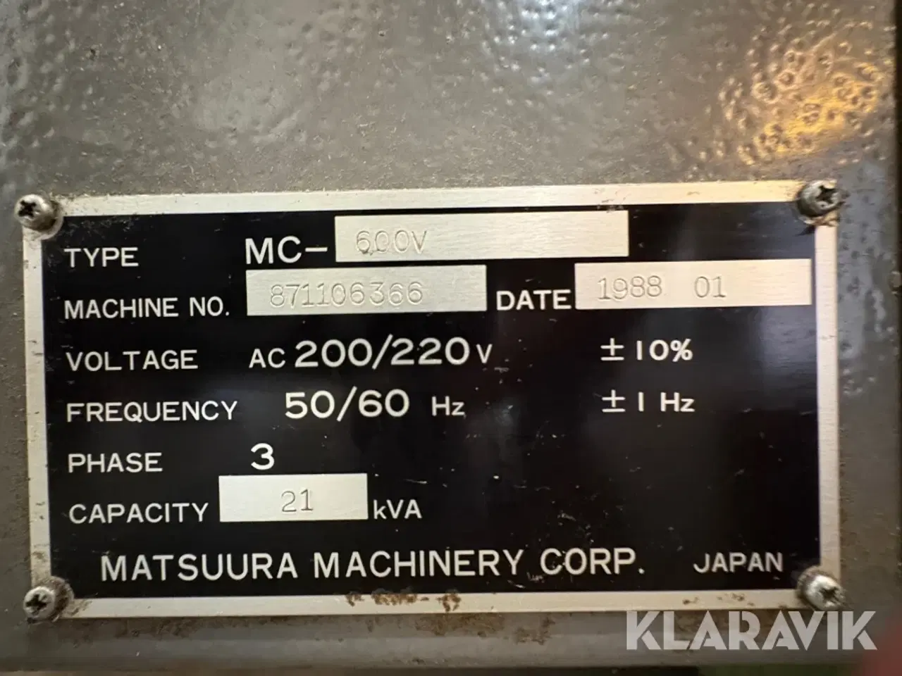 Billede 7 - Fresemaskine CNC Matsuura MC-600V