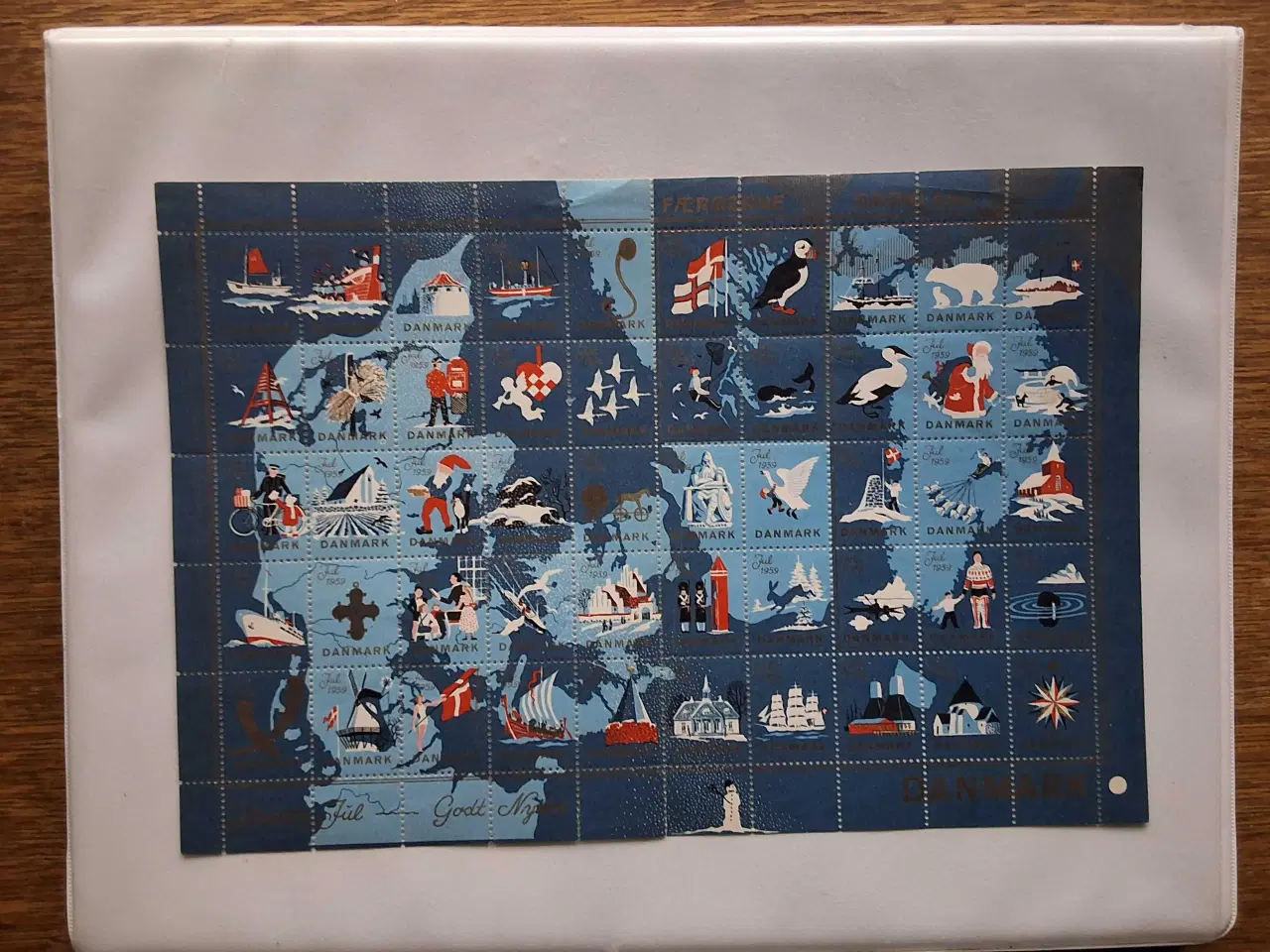 Billede 1 - JULEMÆRKE 1959 DANMARK FÆRØERNE GRØNLAND HELARK