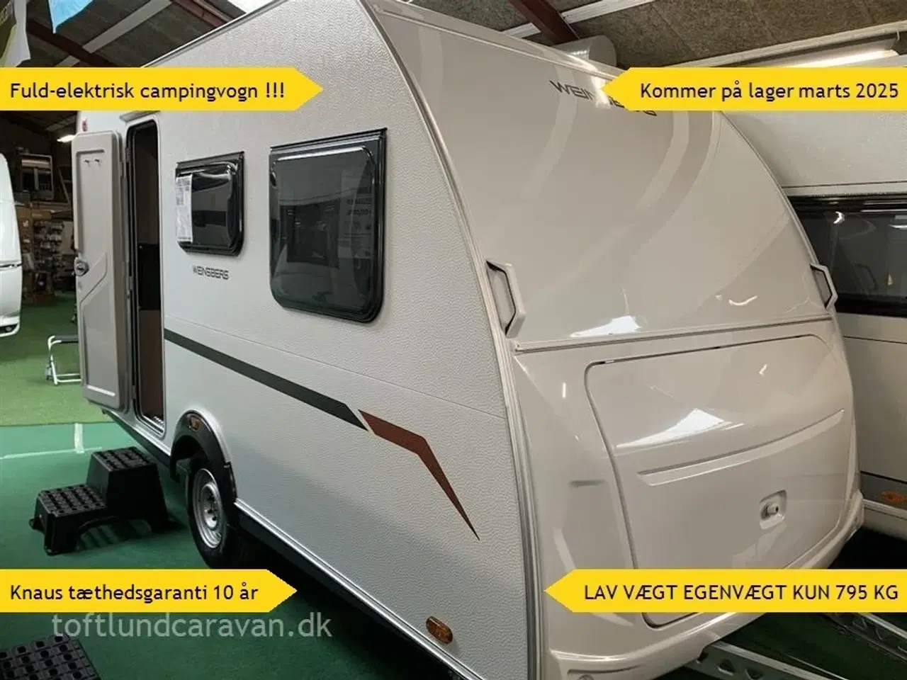 Billede 1 - 2025 - Weinsberg CaraCito 390 QD E-Power   PÅ VEJ HJEM, kommer på lager februar 2025. FULD ELEKTRISK CAMPINGVOGN helt uden gas installationer. KØREKLAR VÆGT KUN 795 KG.