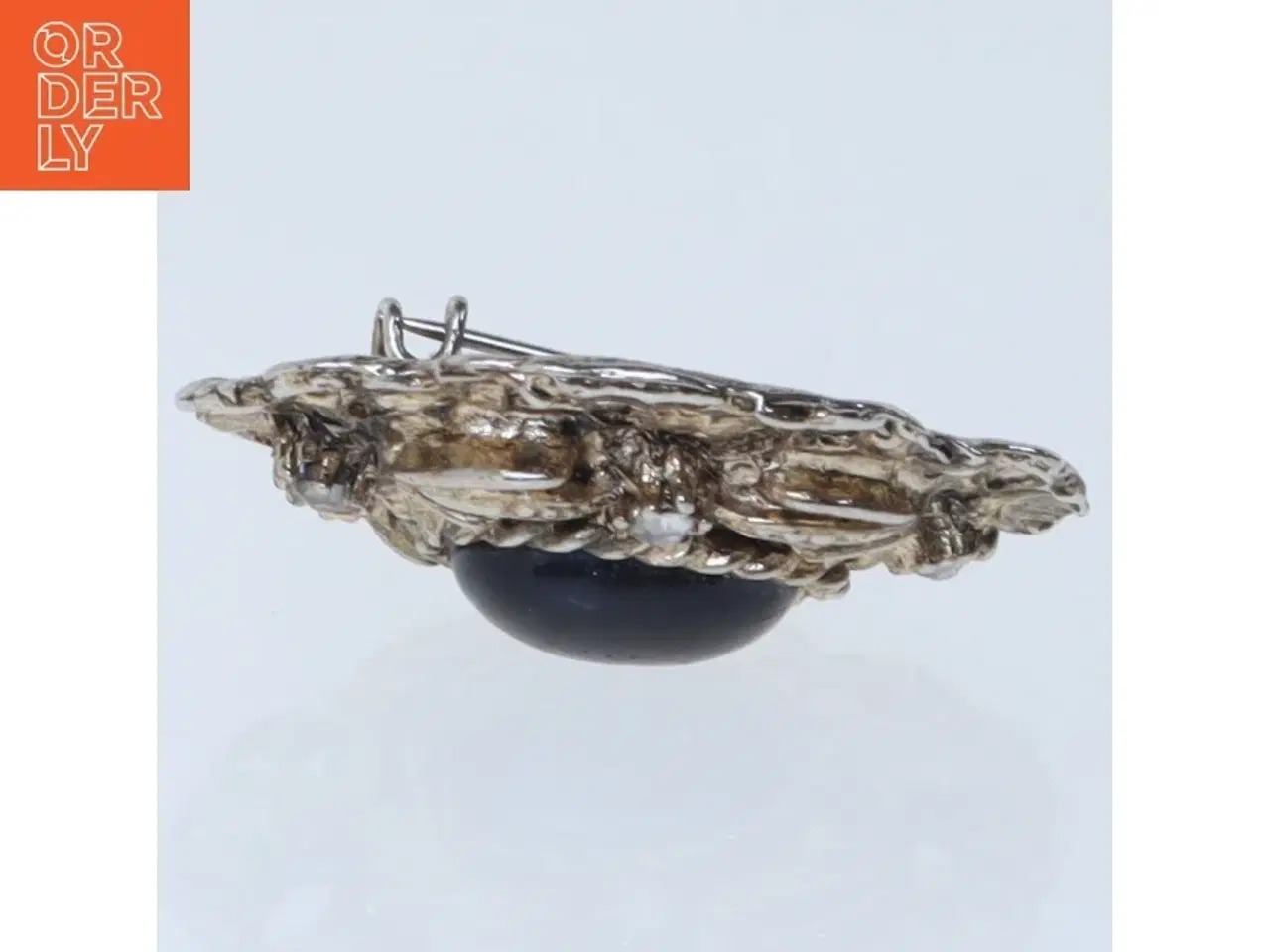 Billede 4 - Antik broche med sort sten (str. 4,5 cm)