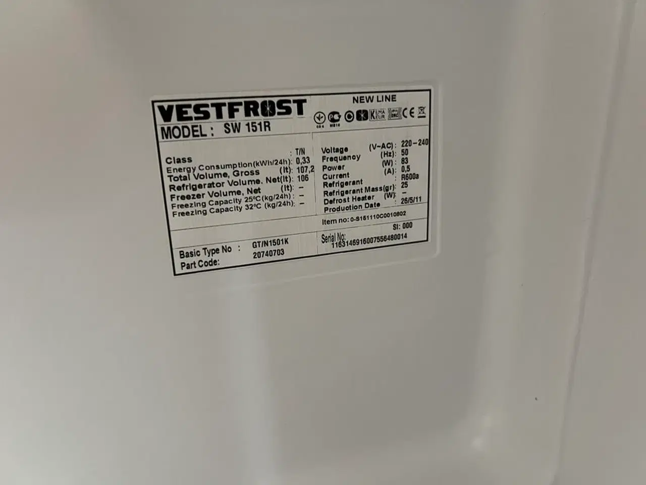 Billede 3 - Køleskab VESTFROST SW 151R