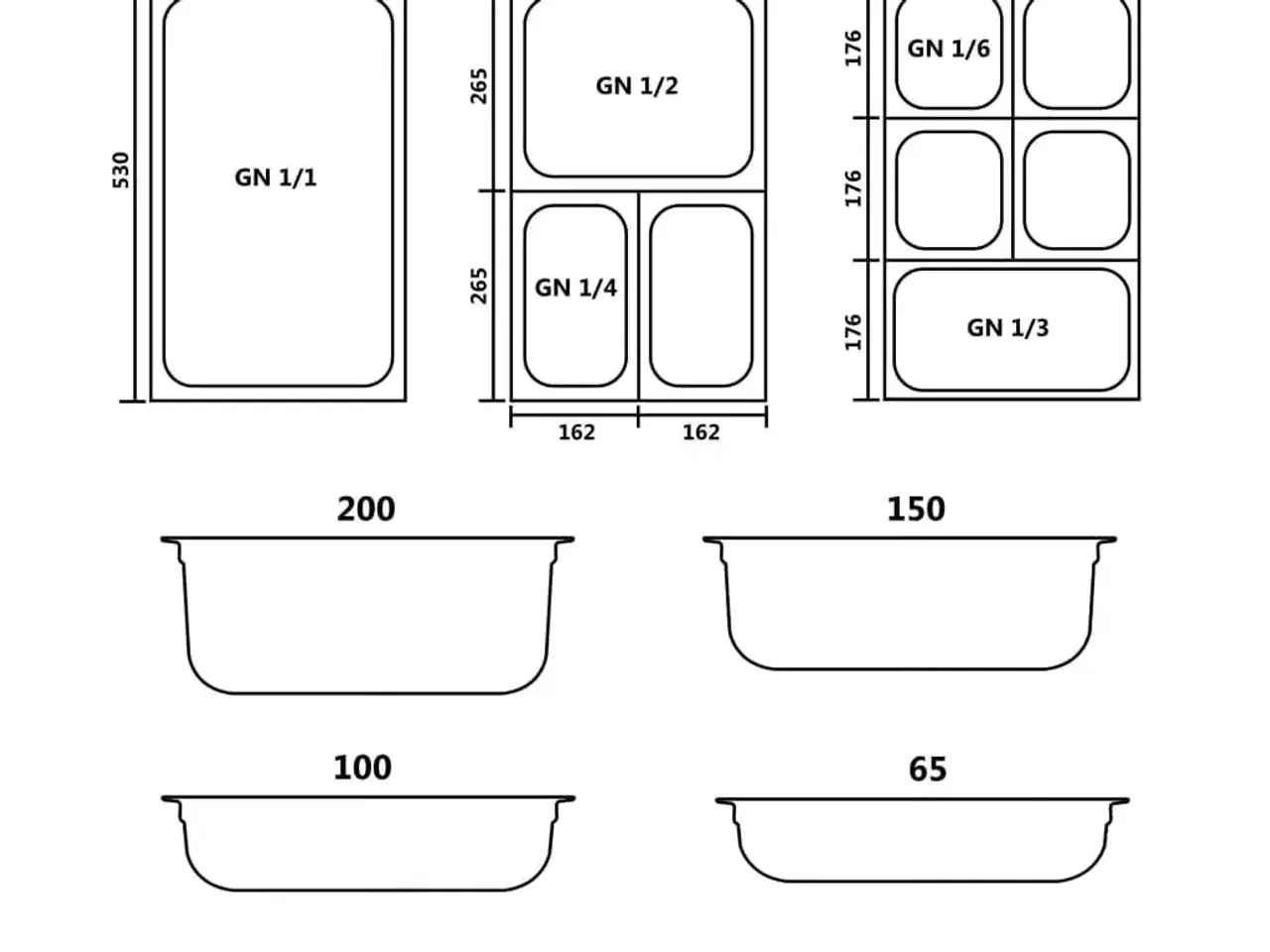 Billede 2 - Beholder 1/6 GN 176x162x65 mm