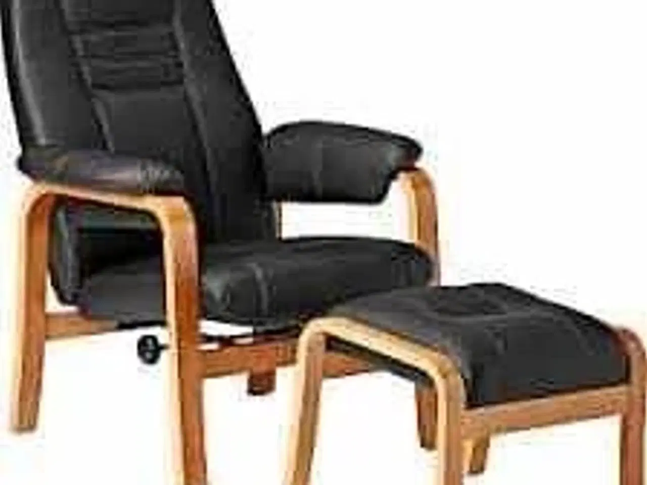 Billede 1 - Otium lænestol inkl. fodskammel - sort PU-læder