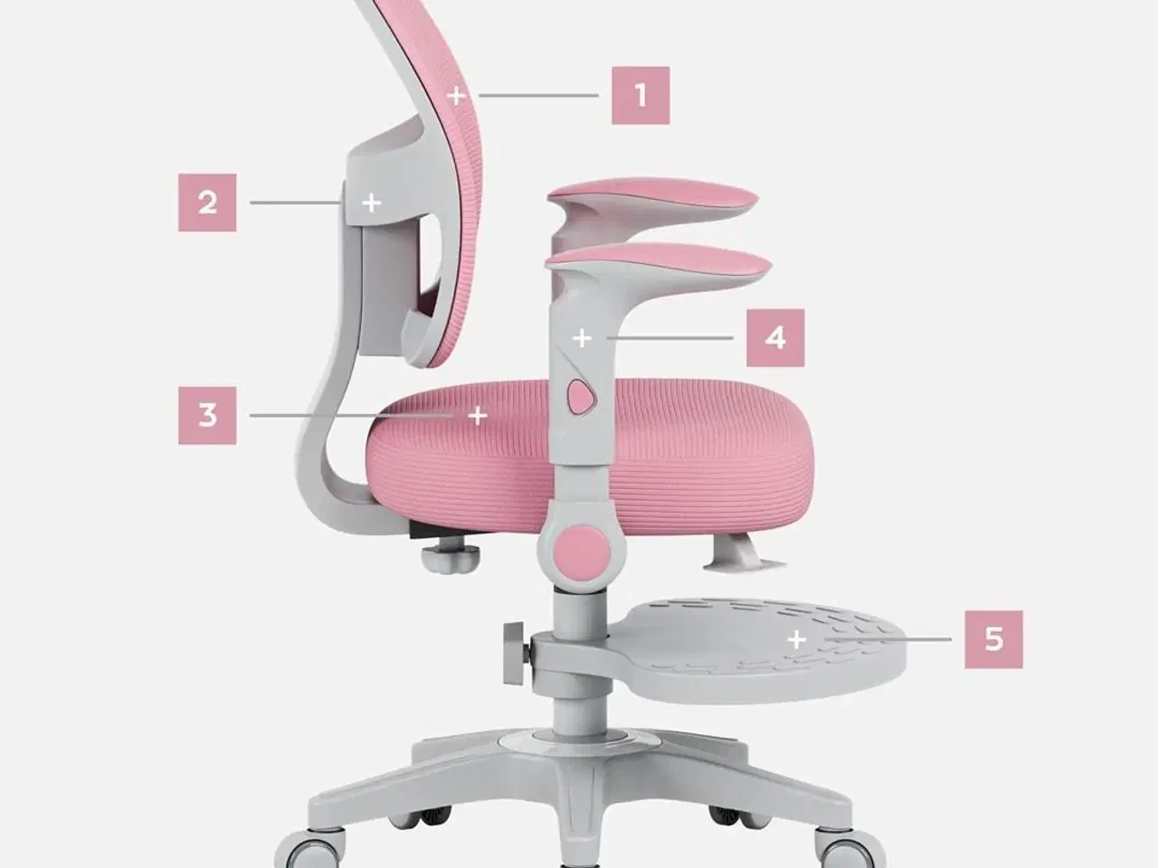 Billede 8 - Kontorstol til børn MARK ADLER Junior 5.0 – pink drejestol