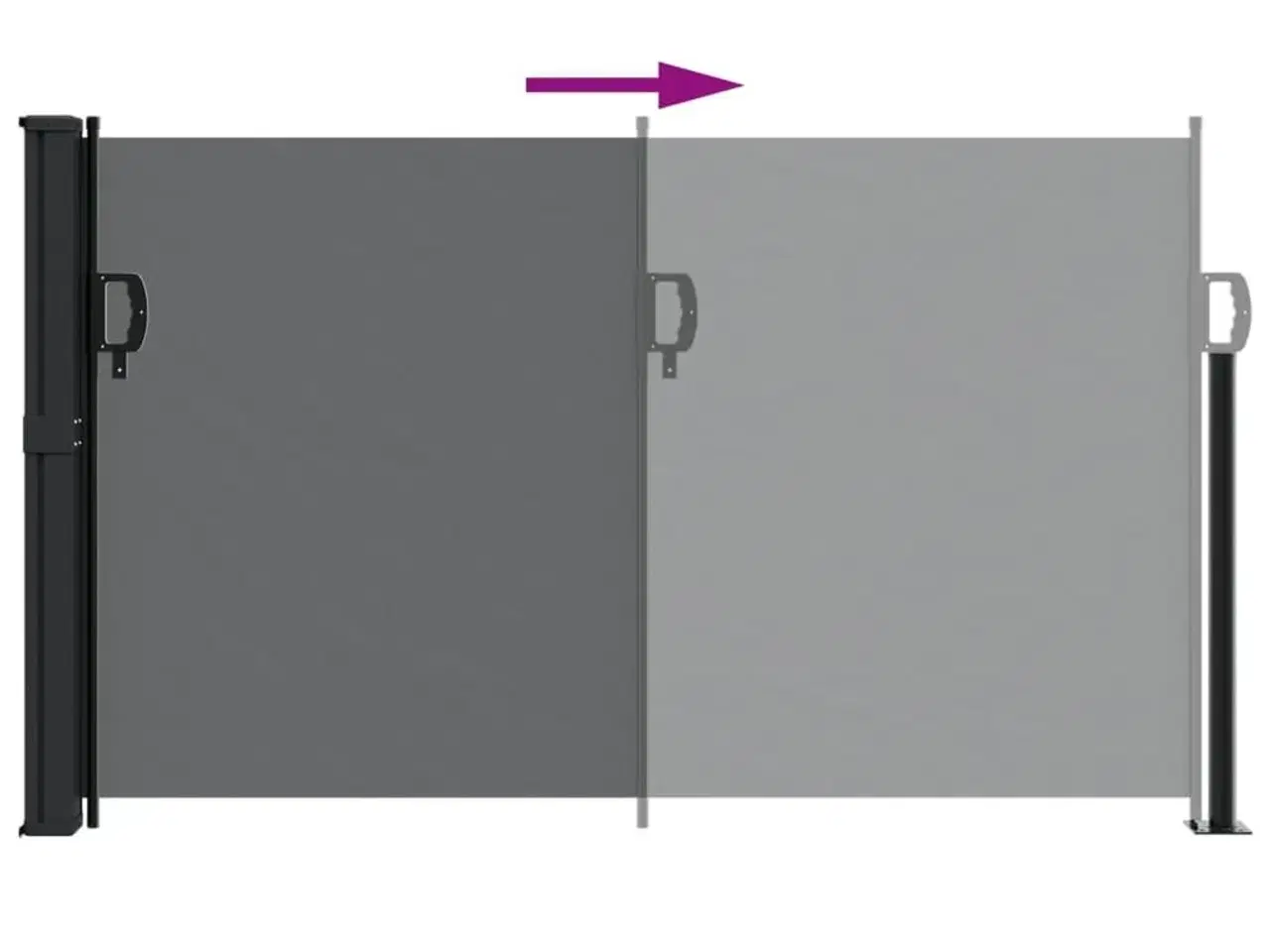 Billede 5 - Sidemarkise 117x300 cm sammenrullelig sort