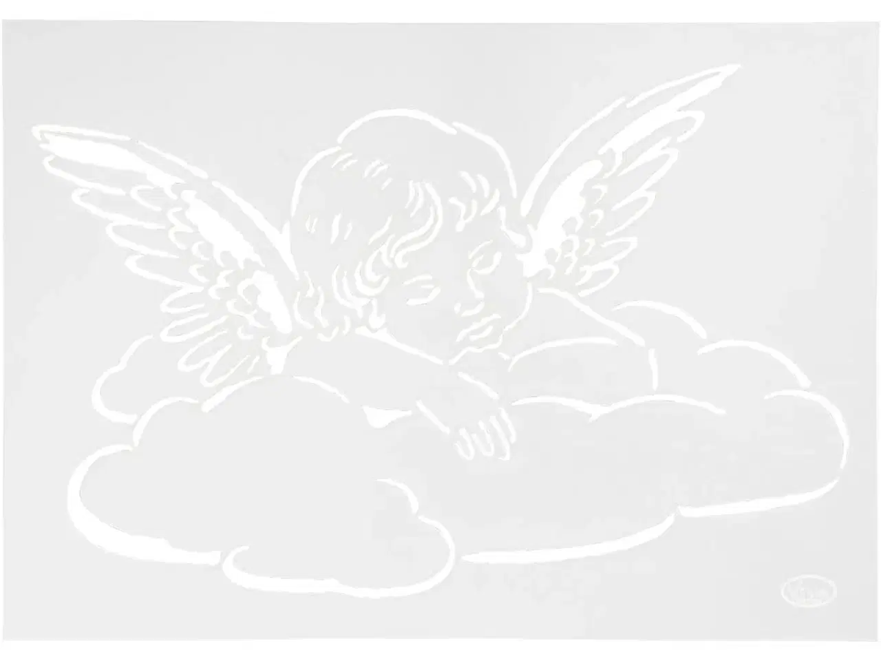Billede 1 - Stencil, engel på sky, A4, ark 210x297 mm, 1 stk.