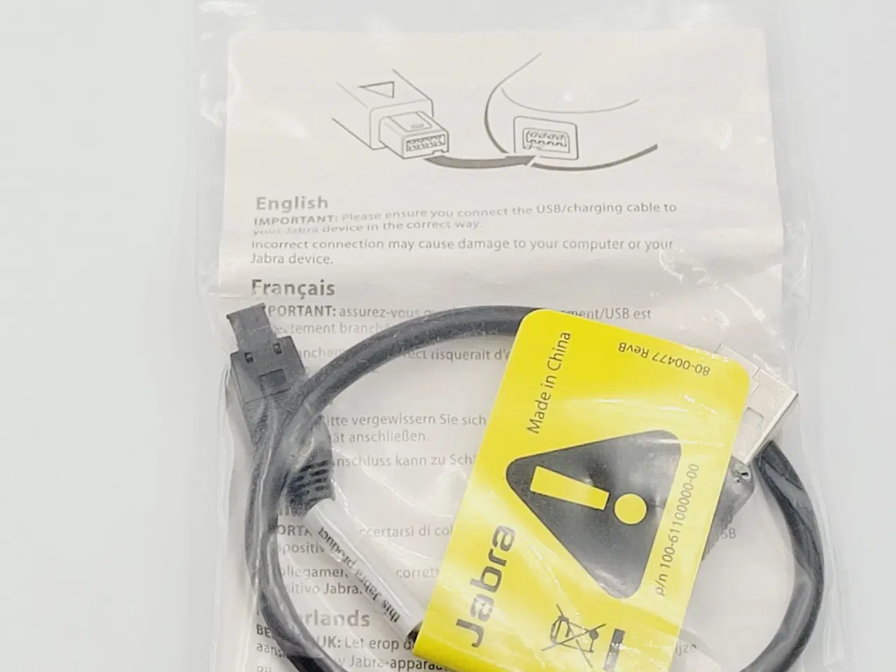 Billede 2 - ⭐️· 🎧 Original Jabra USB/Opladningskabel Helt Ny