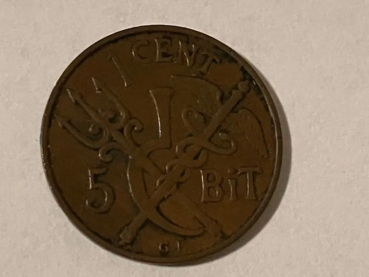 Billede 2 - 1 Cent 5 Bit Dansk Vestindien 1905