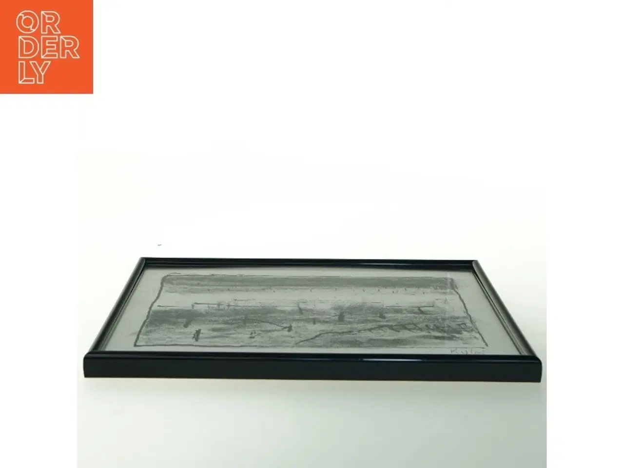 Billede 3 - Sort indrammet tegning (str. 31 x 22 cm)